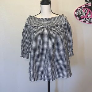 Mirror Image black & white checkered off shoulder top